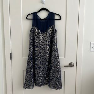 Erin by Erin Fetherston Blue/Gold Cocktail Dress, sz 8, NWT